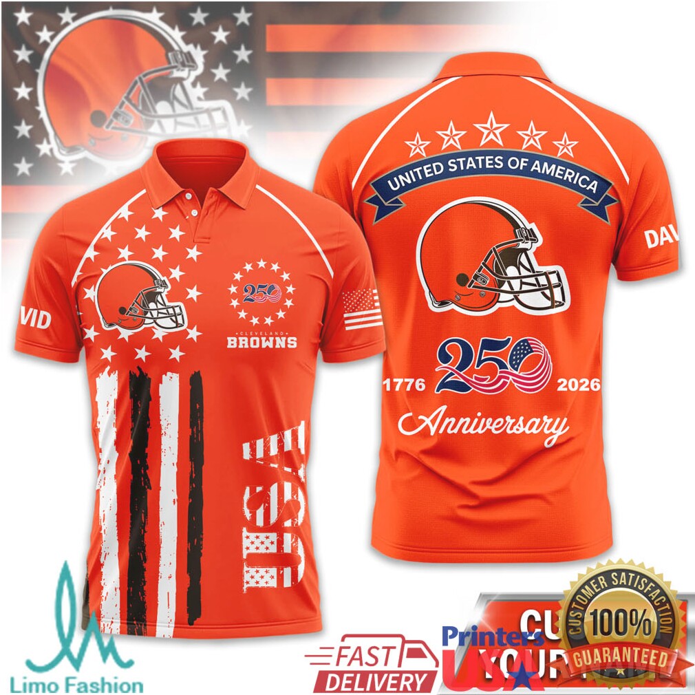 Custom Cleveland Browns 250 Years USA Anniversary Patriotic T Shirt - Limotees LLC