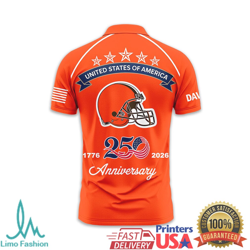 Custom Cleveland Browns 250 Years USA Anniversary Patriotic T Shirt - Limotees LLC
