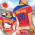Custom Colombia Hello Kitty Soccer Crop Top Personalized Name & Number Women's Jersey T Shirt - Limotees LLC