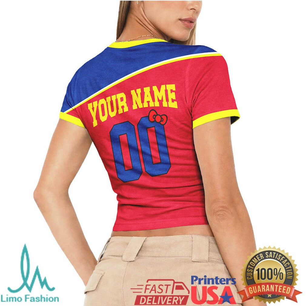 Custom Colombia Hello Kitty Soccer Crop Top Personalized Name & Number Women's Jersey T Shirt - Limotees LLC