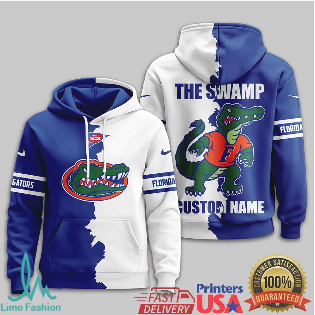 Custom Florida Gators The Swamp Mascot Split Blue White 3D T Shirt - Limotees LLC