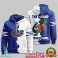 Custom Florida Gators The Swamp Mascot Split Blue White 3D T Shirt - Limotees LLC