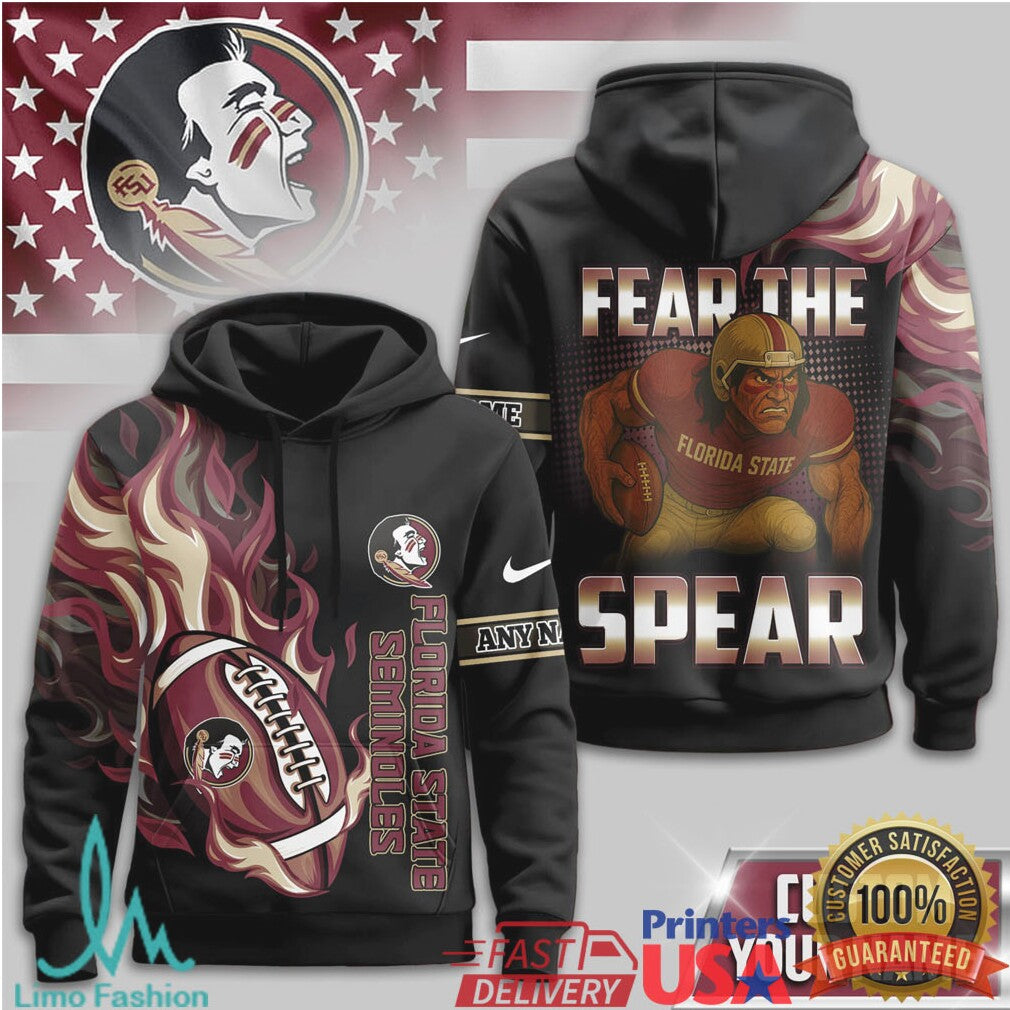Custom Florida State Seminoles Fear The Spear Mascot 3D All Over Print T Shirt - Limotees LLC