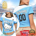 Custom Hello Kitty Argentina Football Women's Crop Top Personalized Argentina Team Jersey Style T Shirt