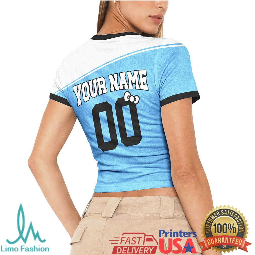 Custom Hello Kitty Argentina Football Women's Crop Top Personalized Argentina Team Jersey Style T Shirt