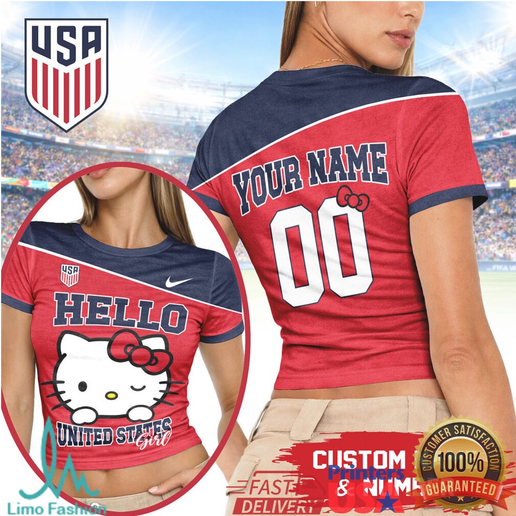 Custom Hello Kitty USA National Team Women's T Shirt Personalized Name & Number Soccer Jersey Style - Limotees LLC