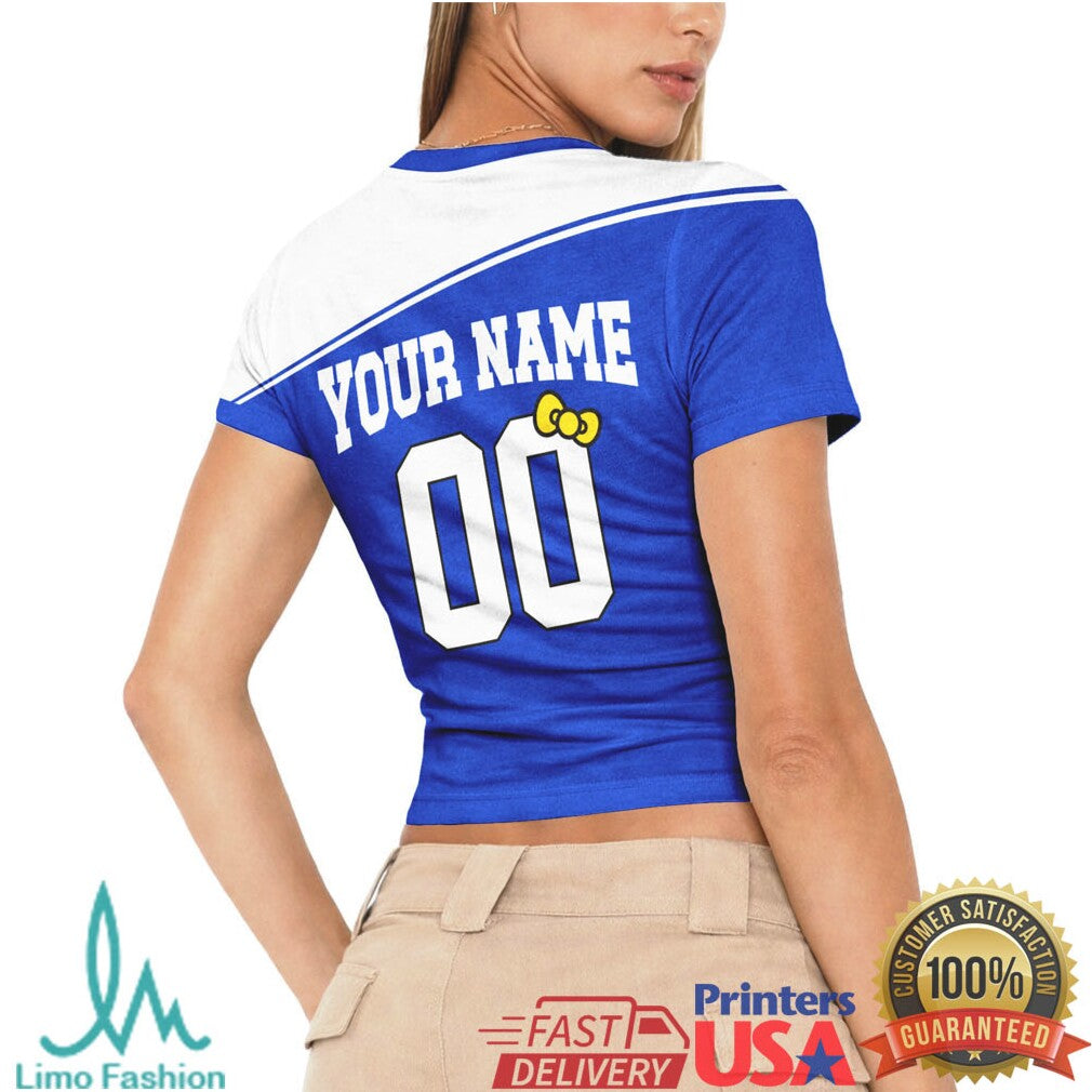 Custom Hello Kitty Uruguay Football Women's Crop Top Personalized Uruguay Team Jersey Style T Shirt - Limotees LLC
