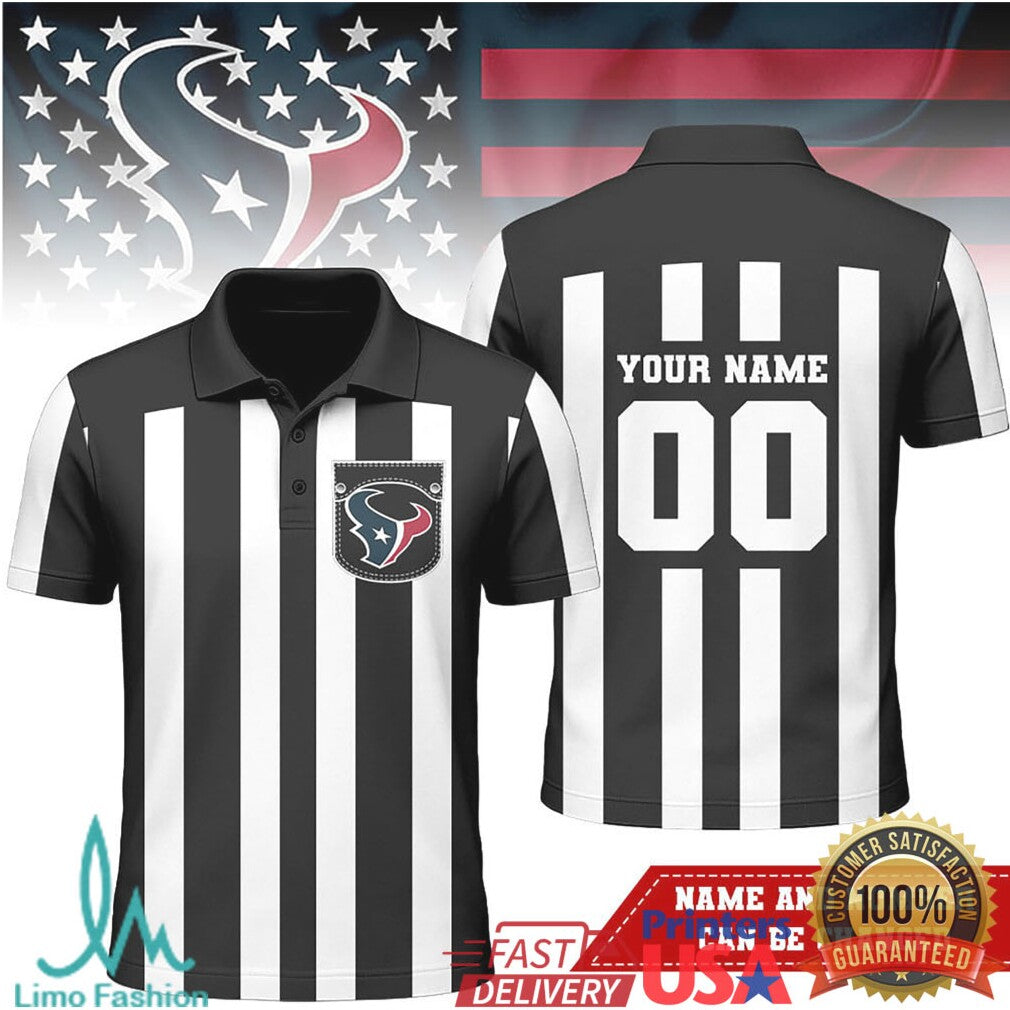 Custom Houston Texans Referee Polo Personalized Name Number - Limotees LLC