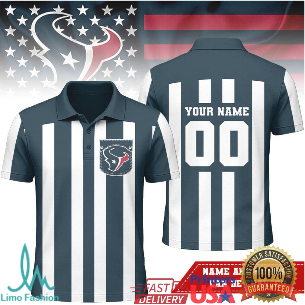 Custom Houston Texans Referee Polo Personalized Name Number - Limotees LLC