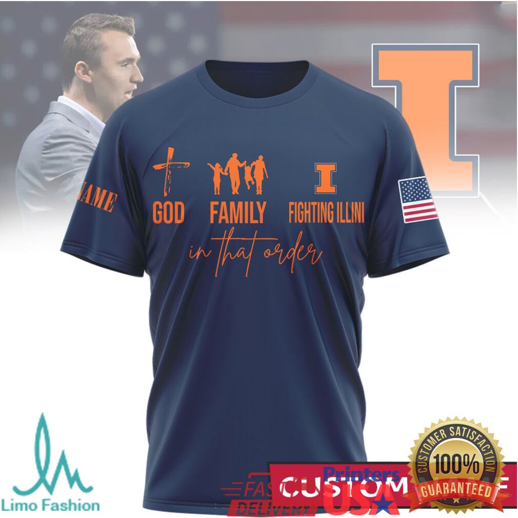 Custom Illinois Fighting Illini God Family Fighting Illini Navy T Shirt - Limotees LLC
