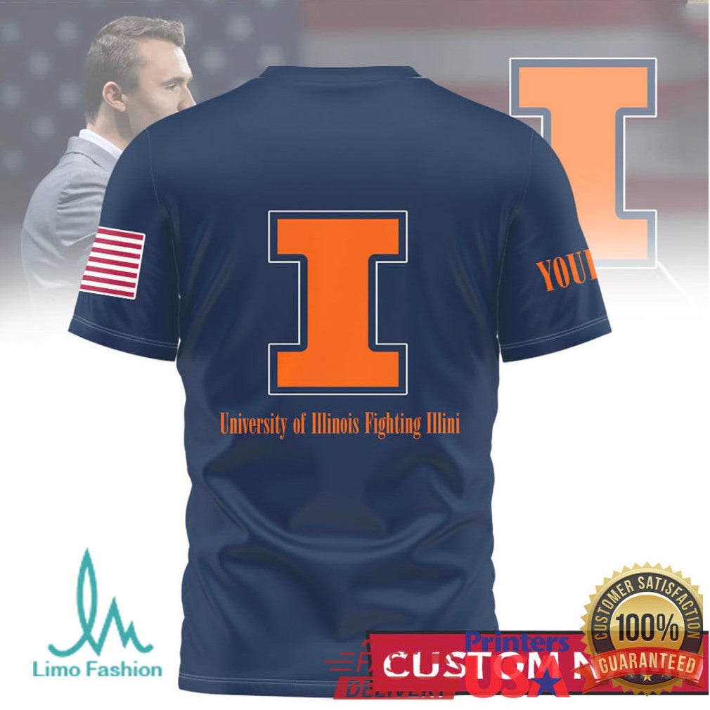 Custom Illinois Fighting Illini God Family Fighting Illini Navy T Shirt - Limotees LLC