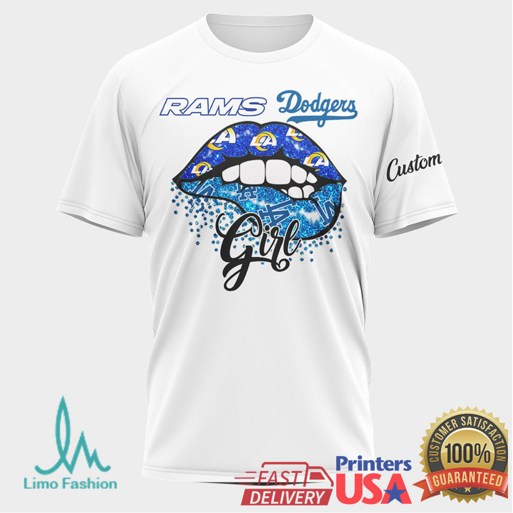 Custom Just A Girl Who Loves Los Angeles Rams and Dodgers T Shirt - Limotees LLC