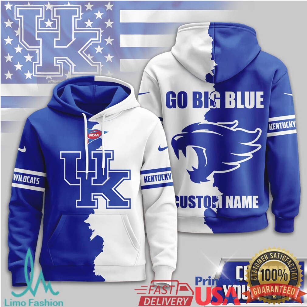 Custom Kentucky Wildcats Go Big Blue Mascot Split 3D T Shirt - Limotees LLC