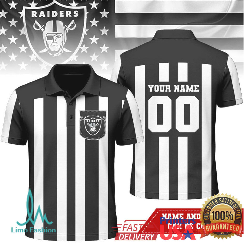 Custom Las Vegas Raiders Referee Polo Personalized Name Number - Limotees LLC