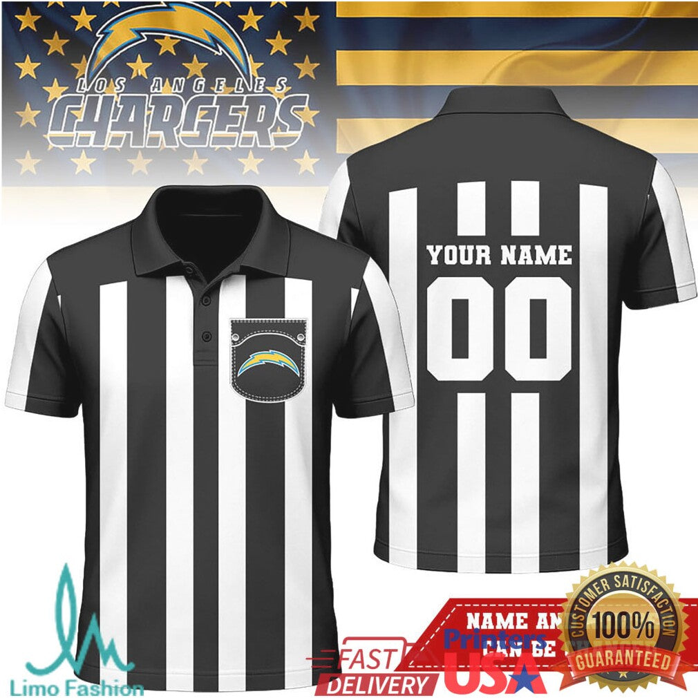 Custom Los Angeles Chargers Referee Polo Personalized Name Number - Limotees LLC