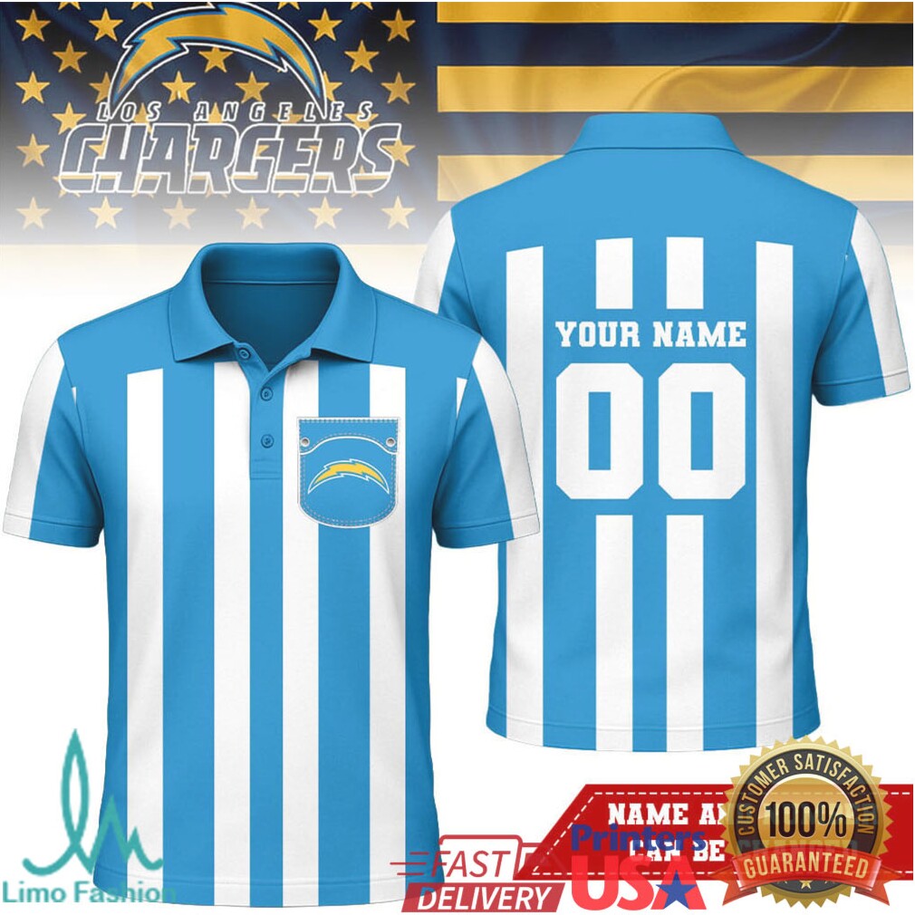 Custom Los Angeles Chargers Referee Polo Personalized Name Number - Limotees LLC