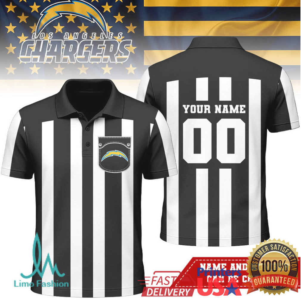 Custom Los Angeles Chargers Referee Polo Personalized Name Number - Limotees LLC