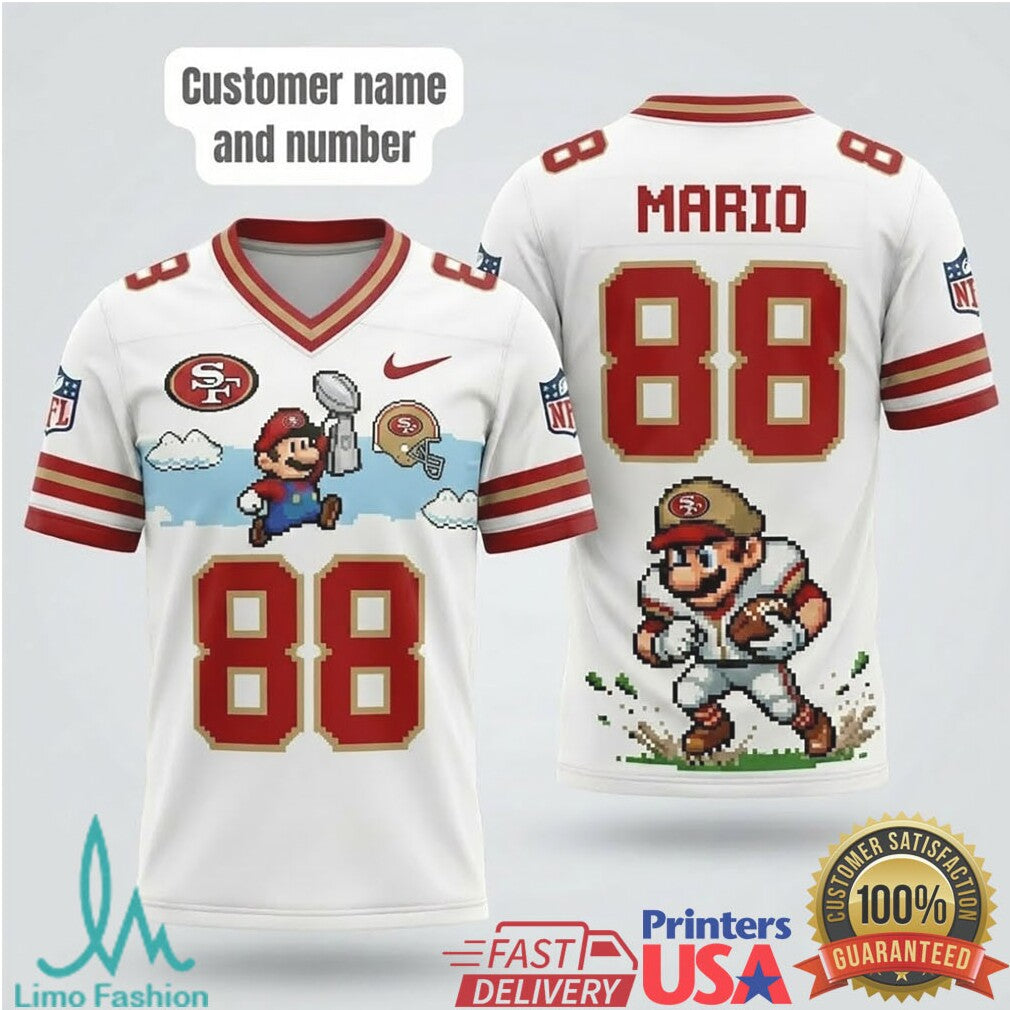 Custom Mario 88 San Francisco 49ers Pixel Art Super Bowl T Shirt Style T Shirt - Limotees LLC