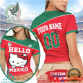Custom Mexico Hello Kitty Soccer Crop Top Personalized Name & Number Women's Jersey T Shirt - Limotees LLC