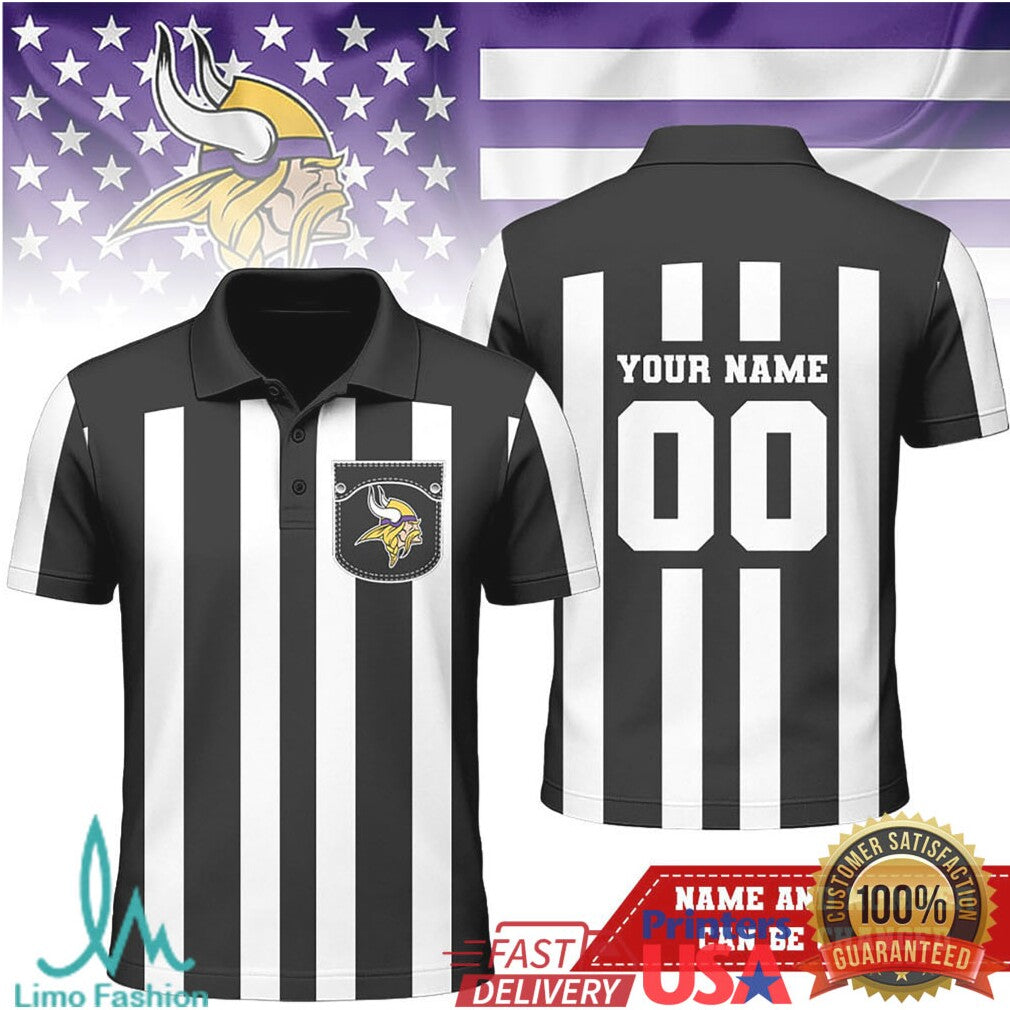 Custom Minnesota Vikings Referee Polo Personalized Name Number - Limotees LLC