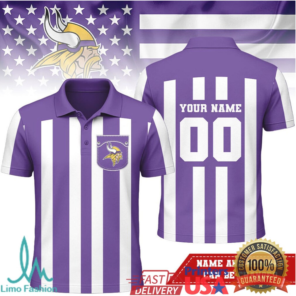 Custom Minnesota Vikings Referee Polo Personalized Name Number - Limotees LLC