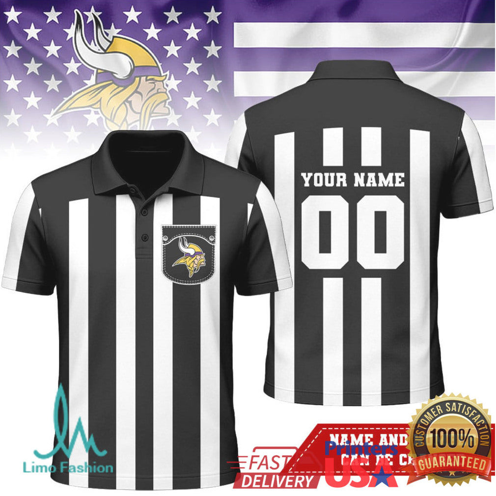 Custom Minnesota Vikings Referee Polo Personalized Name Number - Limotees LLC