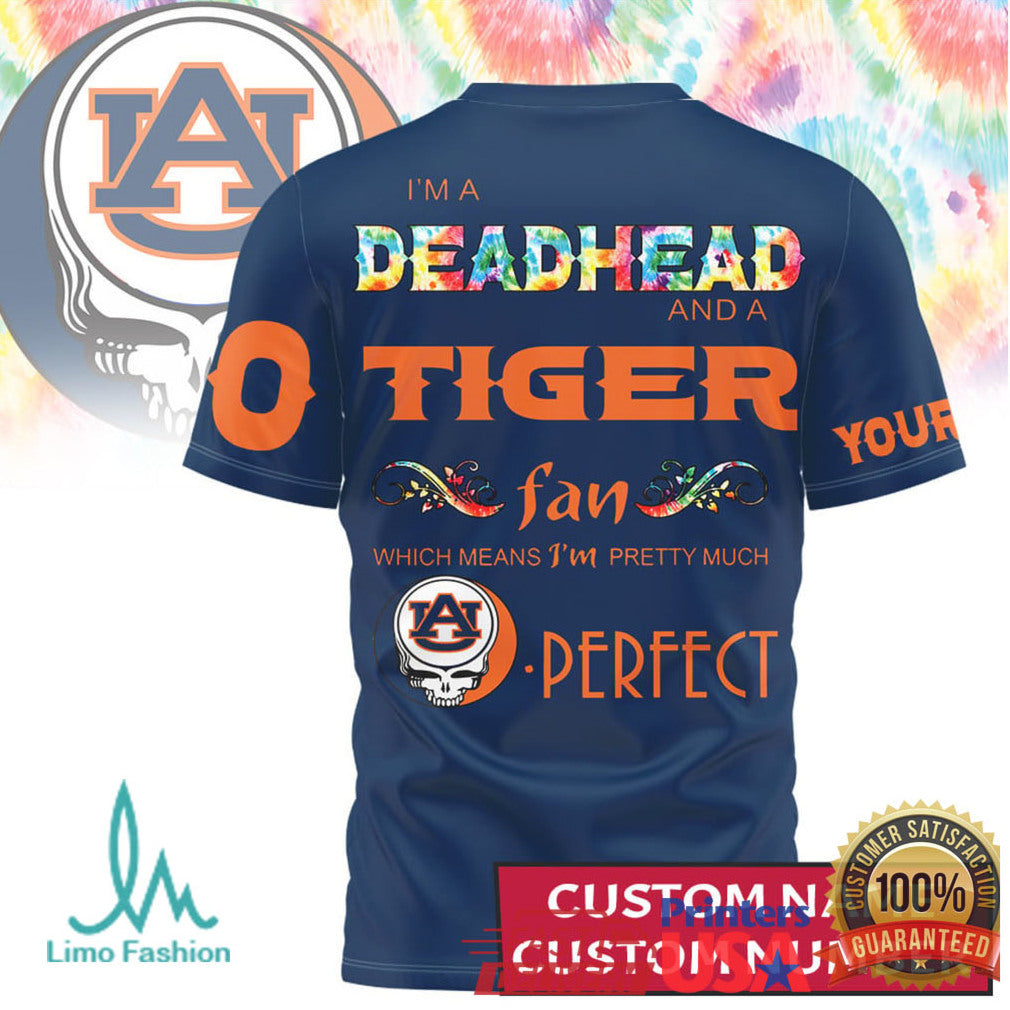 Custom Name Auburn Tigers Deadhead Fan Grateful Dead Inspired T Shirt - Limotees LLC