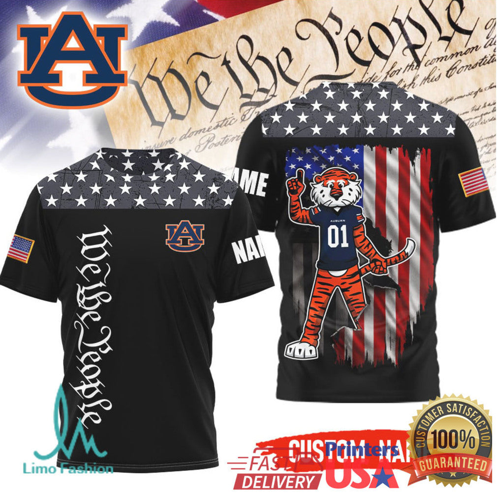 Custom Name Auburn Tigers We The People American Flag Patriotic T Shirt - Limotees LLC
