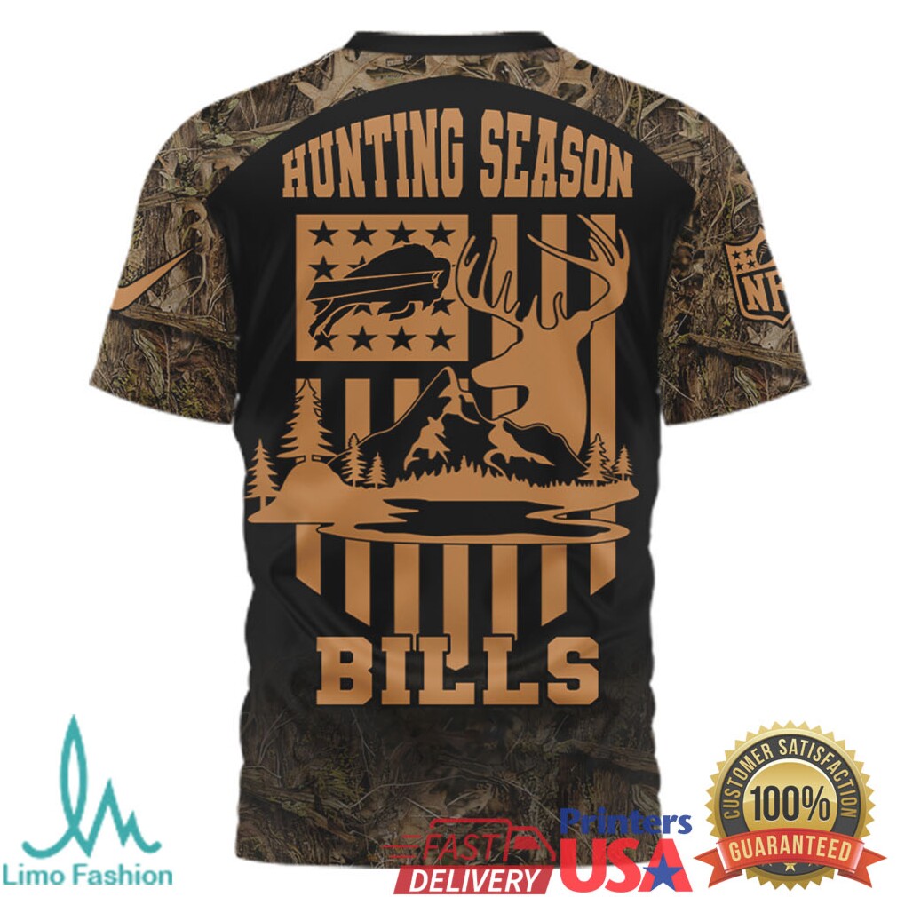 Custom Name Buffalo Bills Hunting Season Camo 3D Printed T Shirt - Limotees LLC