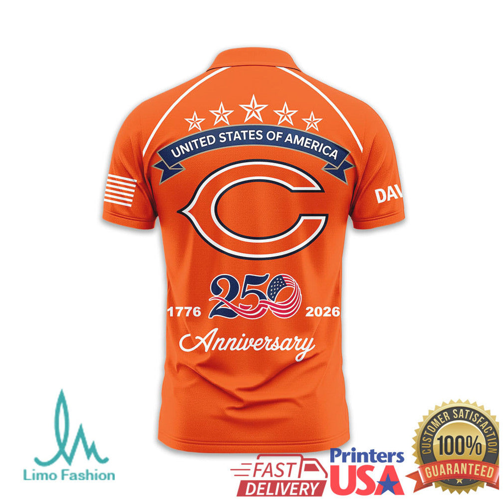 Custom Name Chicago Bears 250th Anniversary USA 1776 2026 T Shirt - Limotees LLC