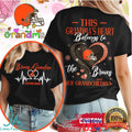 Custom Name Cleveland Browns Grandma Heart NFL T Shirt - Limotees LLC