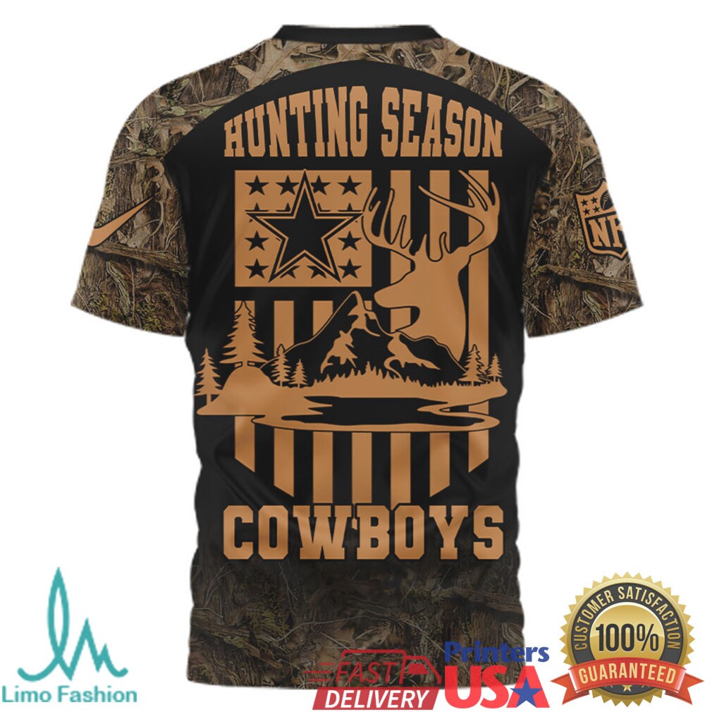 Custom Name Dallas Cowboys Hunting Season Deer Camo T Shirt - Limotees LLC
