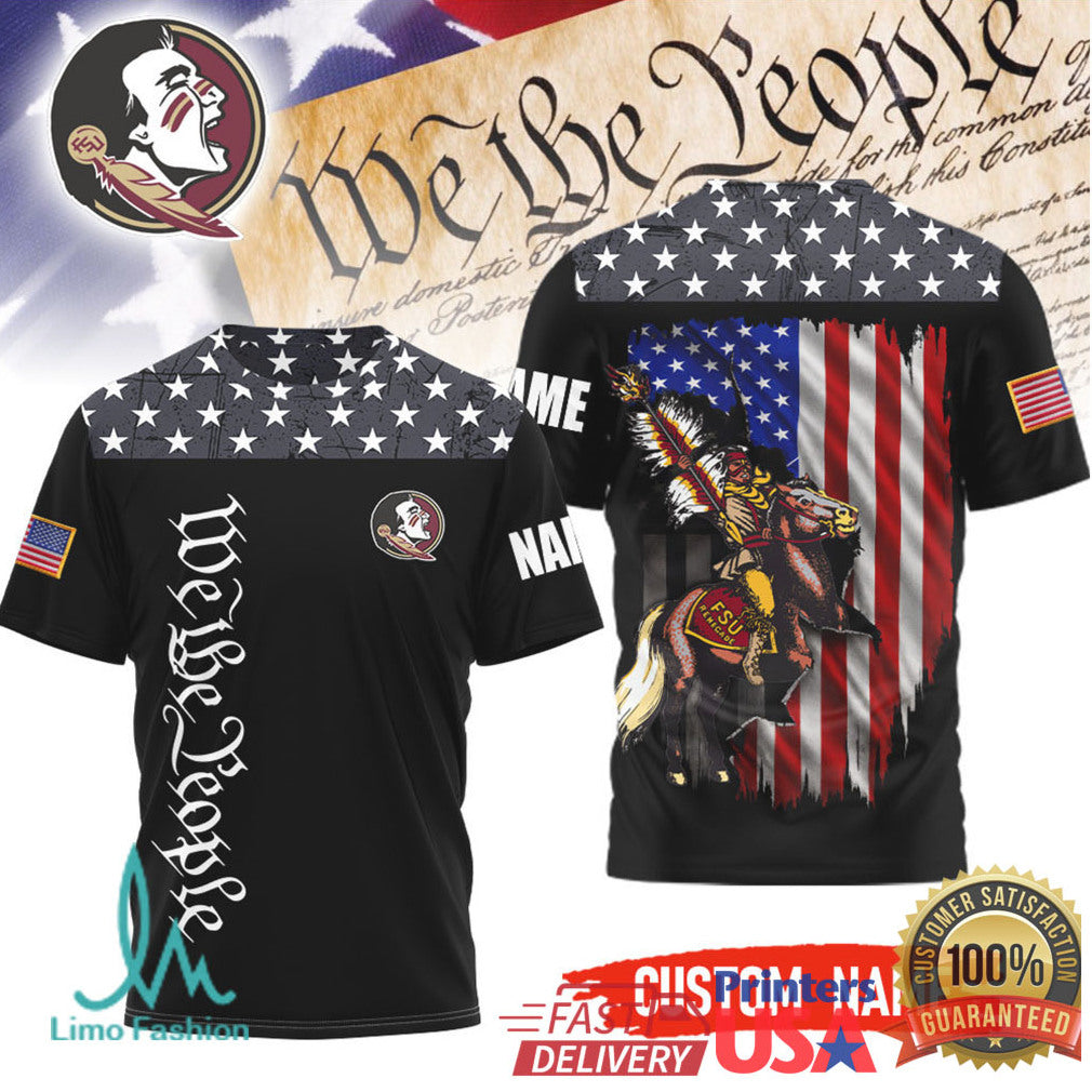Custom Name Florida State Seminoles We The People American Flag Patriotic T Shirt - Limotees LLC