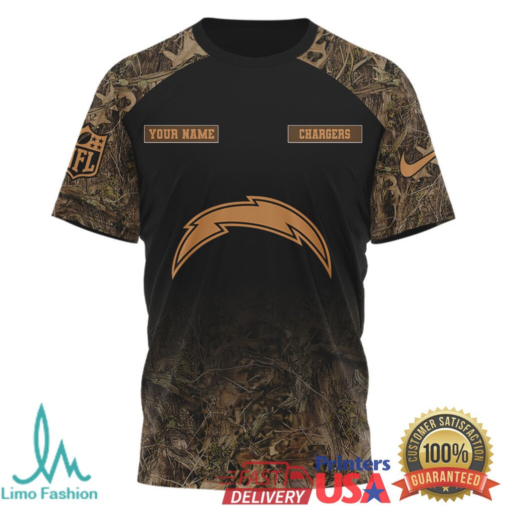 Custom Name Los Angeles Chargers Hunting Season Camo T Shirt - Limotees LLC