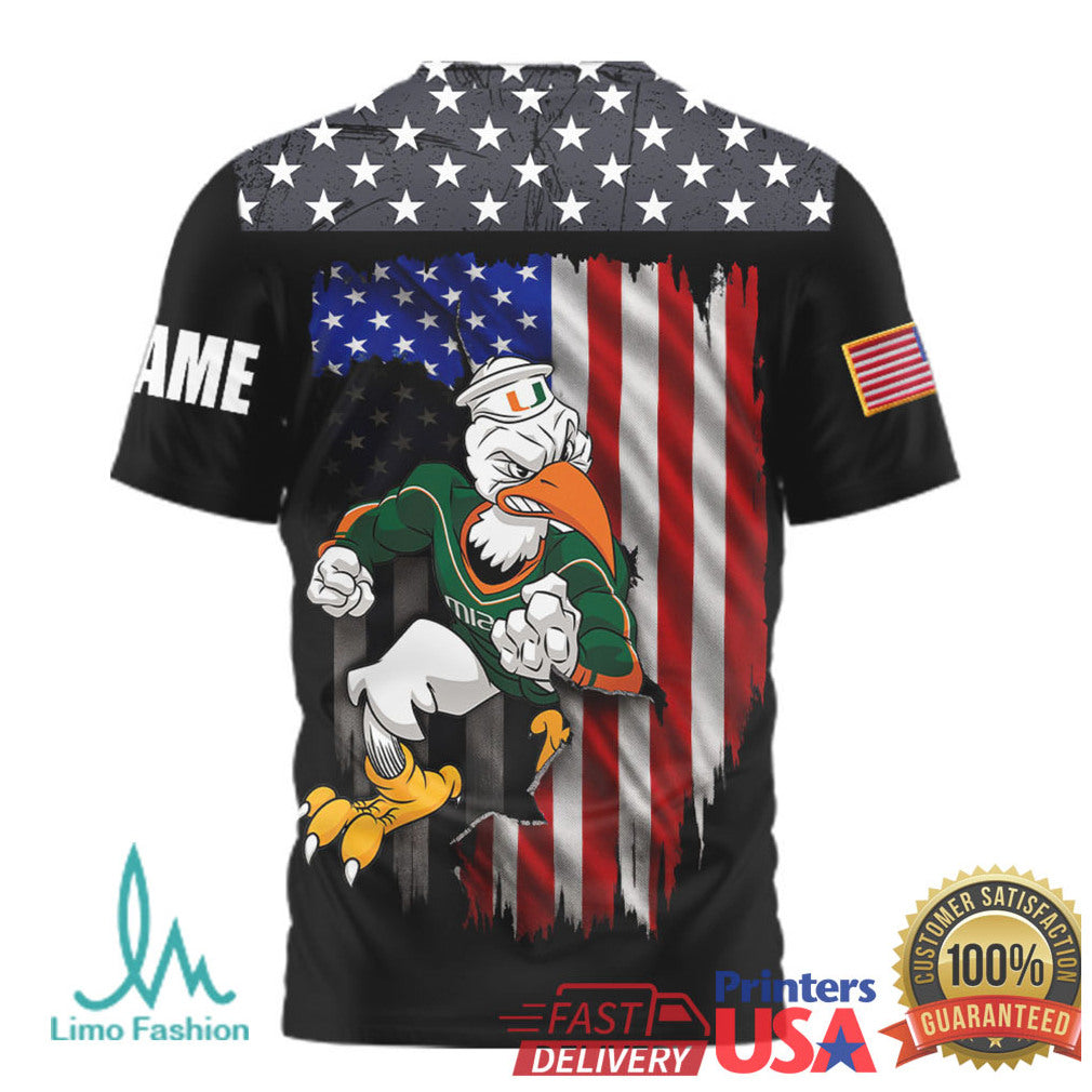 Custom Name Miami Hurricanes We The People American Flag Patriotic T Shirt - Limotees LLC