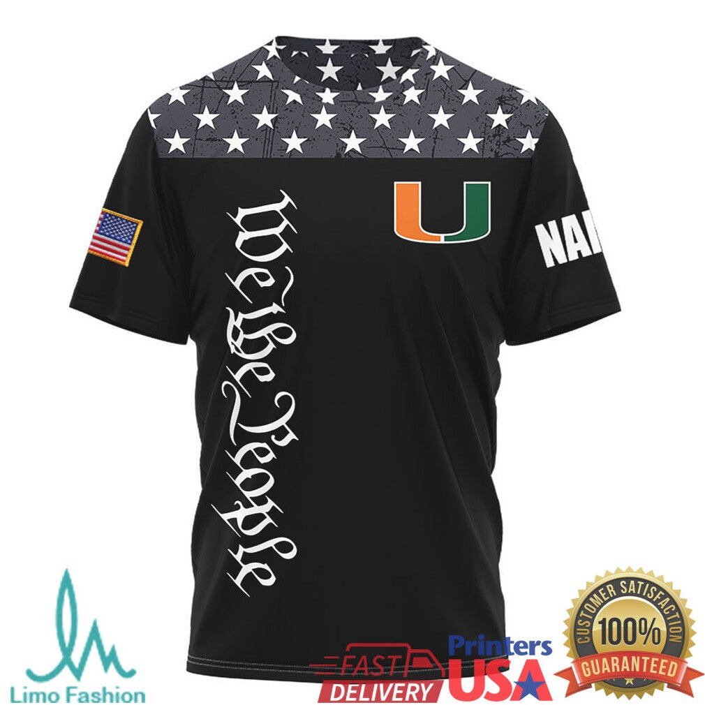 Custom Name Miami Hurricanes We The People American Flag Patriotic T Shirt - Limotees LLC