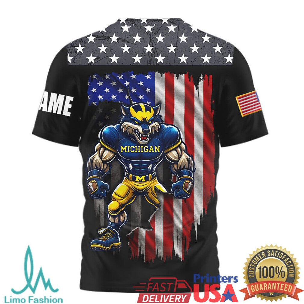 Custom Name Michigan Wolverines We The People American Flag Patriotic T Shirt - Limotees LLC