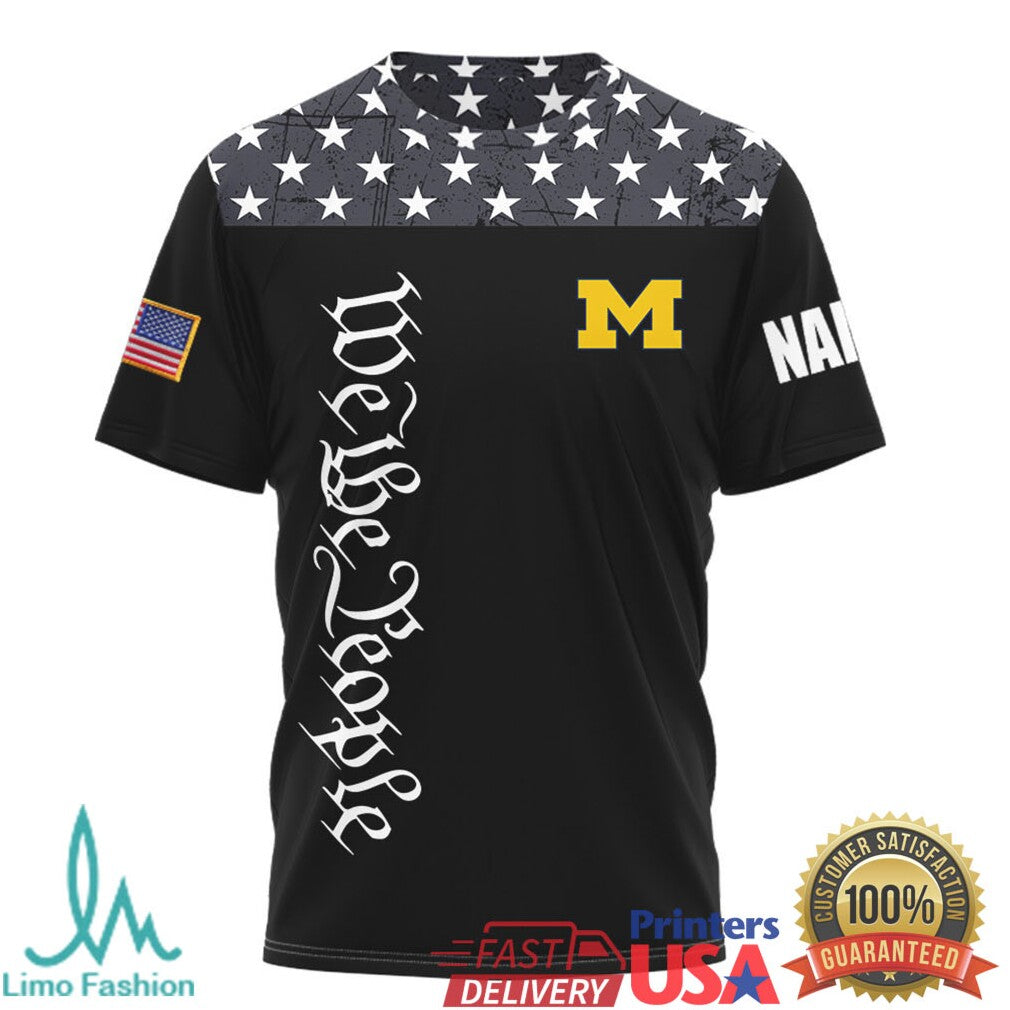 Custom Name Michigan Wolverines We The People American Flag Patriotic T Shirt - Limotees LLC