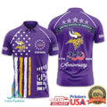Custom Name Minnesota Vikings 250th Anniversary 1776 2026 USA Flag Purple T Shirt - Limotees LLC