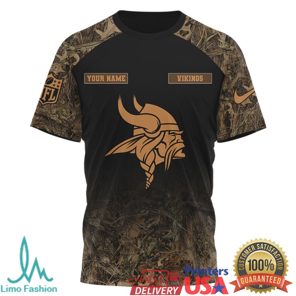 Custom Name Minnesota Vikings Hunting Season Camo T Shirt - Limotees LLC