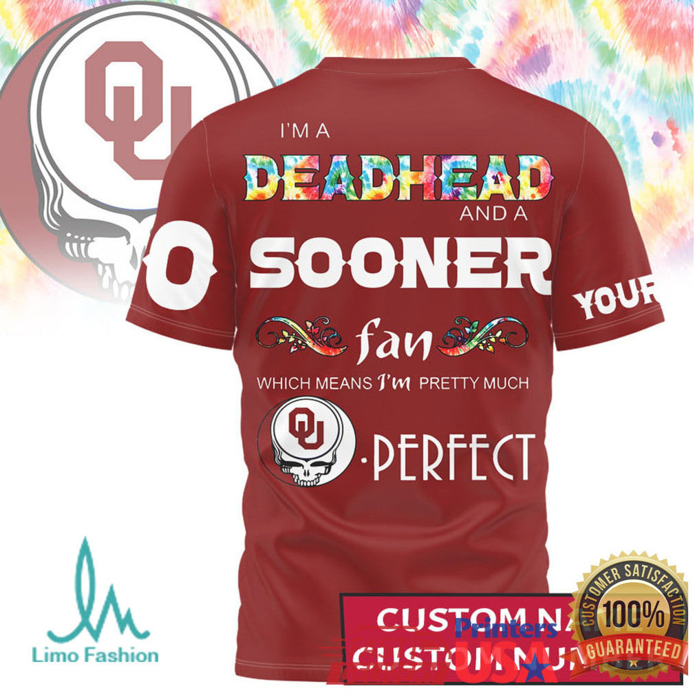 Custom Name & Number Oklahoma Sooners Deadhead Fan Tie Dye T Shirt - Limotees LLC
