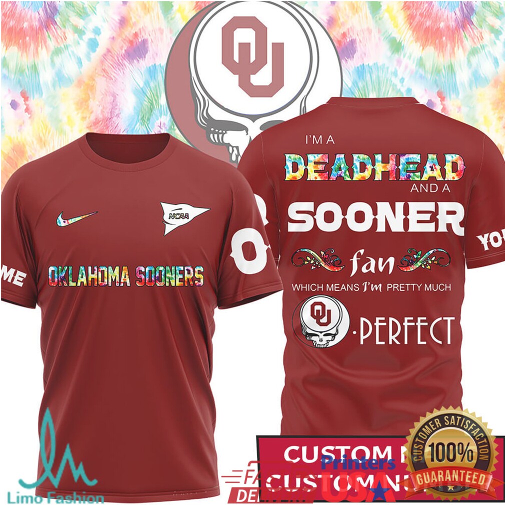 Custom Name & Number Oklahoma Sooners Deadhead Fan Tie Dye T Shirt - Limotees LLC