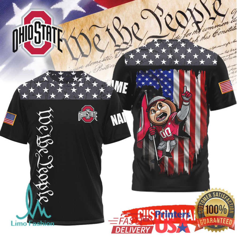 Custom Name Ohio State Buckeyes We The People American Flag Patriotic T Shirt - Limotees LLC