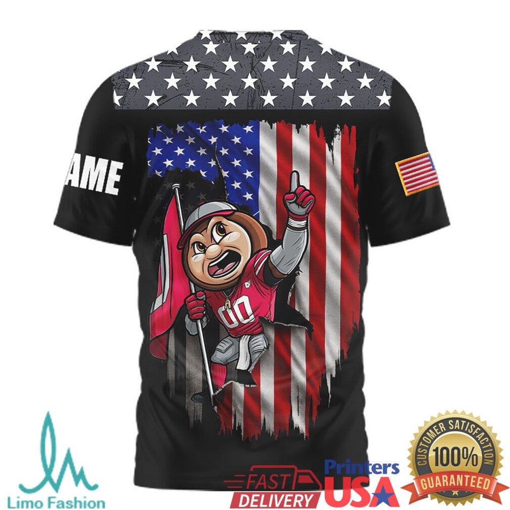 Custom Name Ohio State Buckeyes We The People American Flag Patriotic T Shirt - Limotees LLC