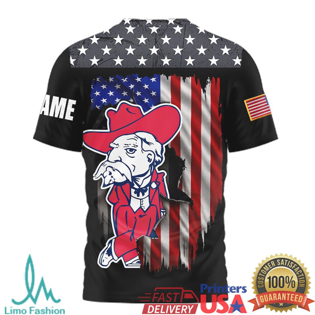 Custom Name Ole Miss Rebels Colonel Reb We The People USA Flag T Shirt - Limotees LLC