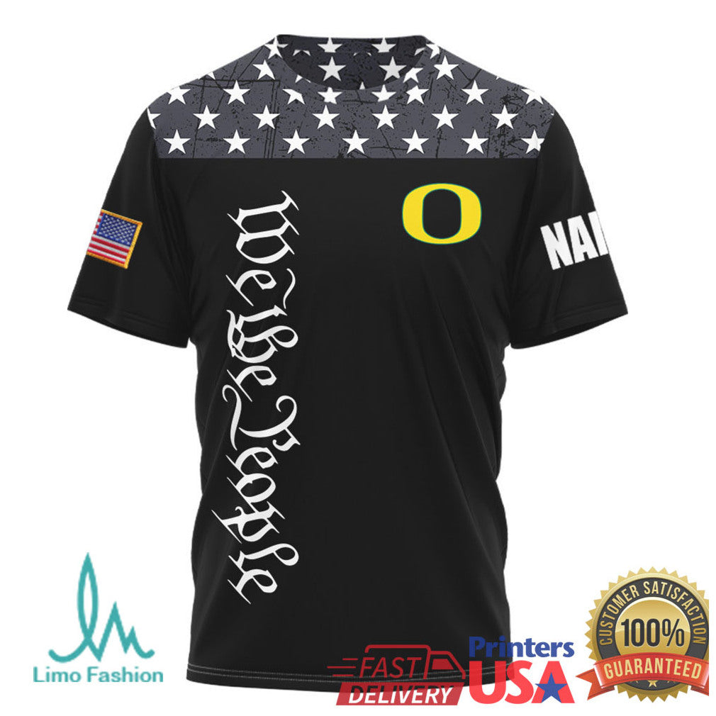 Custom Name Oregon Ducks We The People American Flag Patriotic T Shirt - Limotees LLC