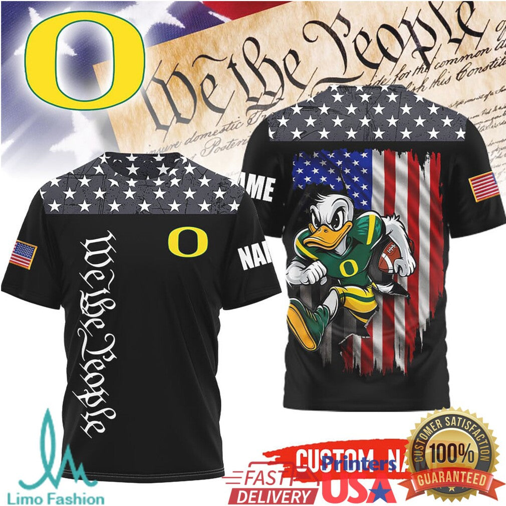 Custom Name Oregon Ducks We The People American Flag Patriotic T Shirt - Limotees LLC