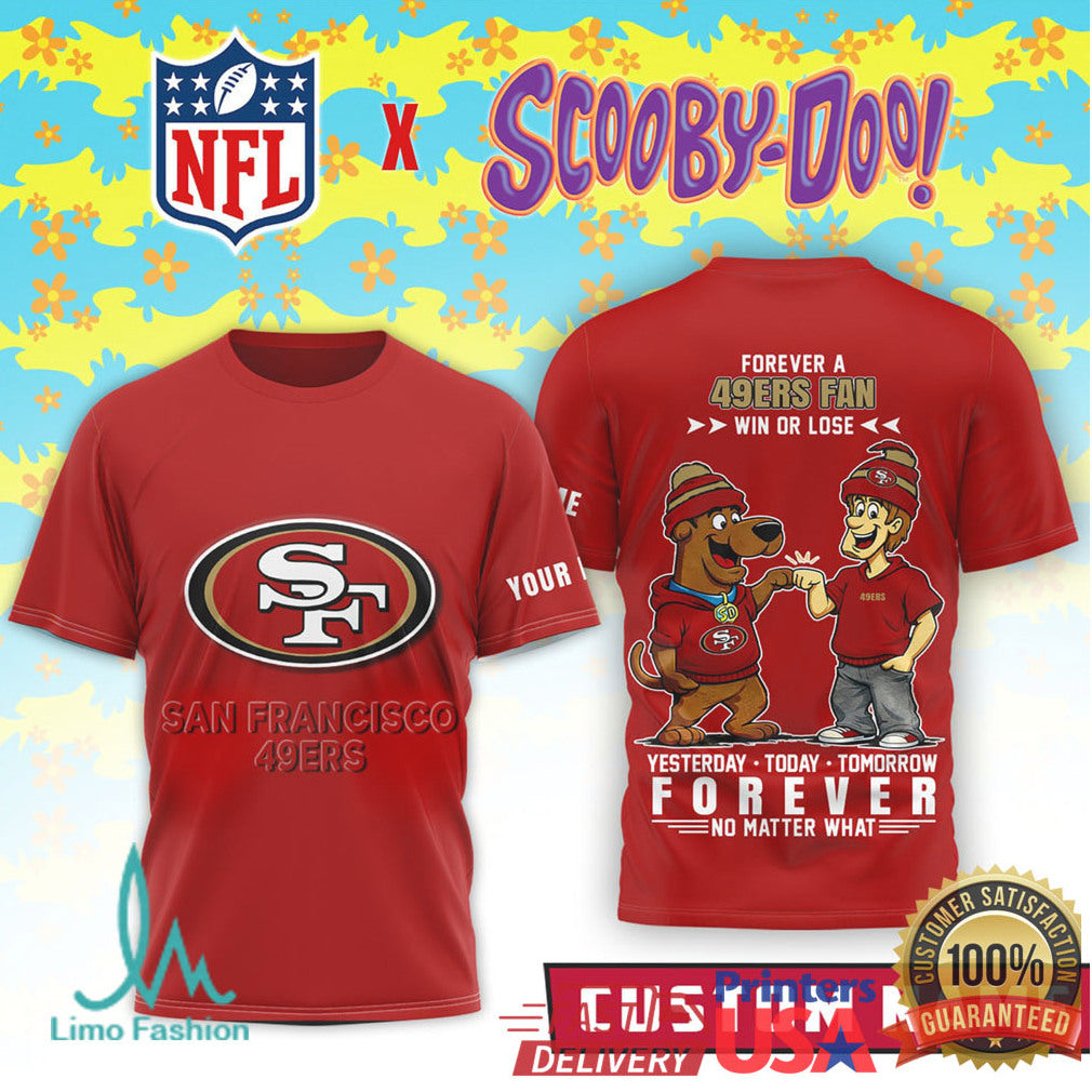 Custom Name San Francisco 49ers x Scooby Doo Forever Fan Red T Shirt - Limotees LLC