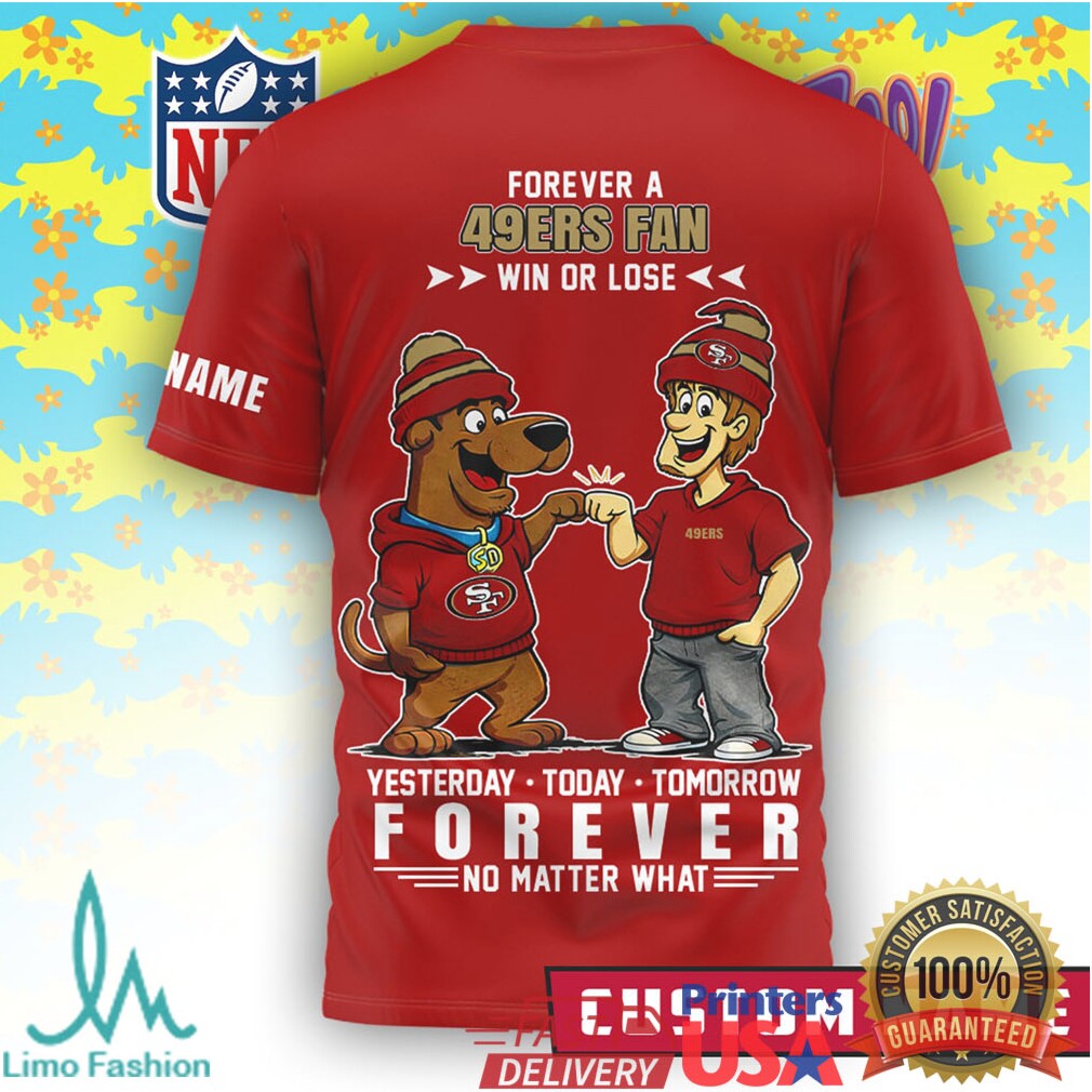 Custom Name San Francisco 49ers x Scooby Doo Forever Fan Red T Shirt - Limotees LLC