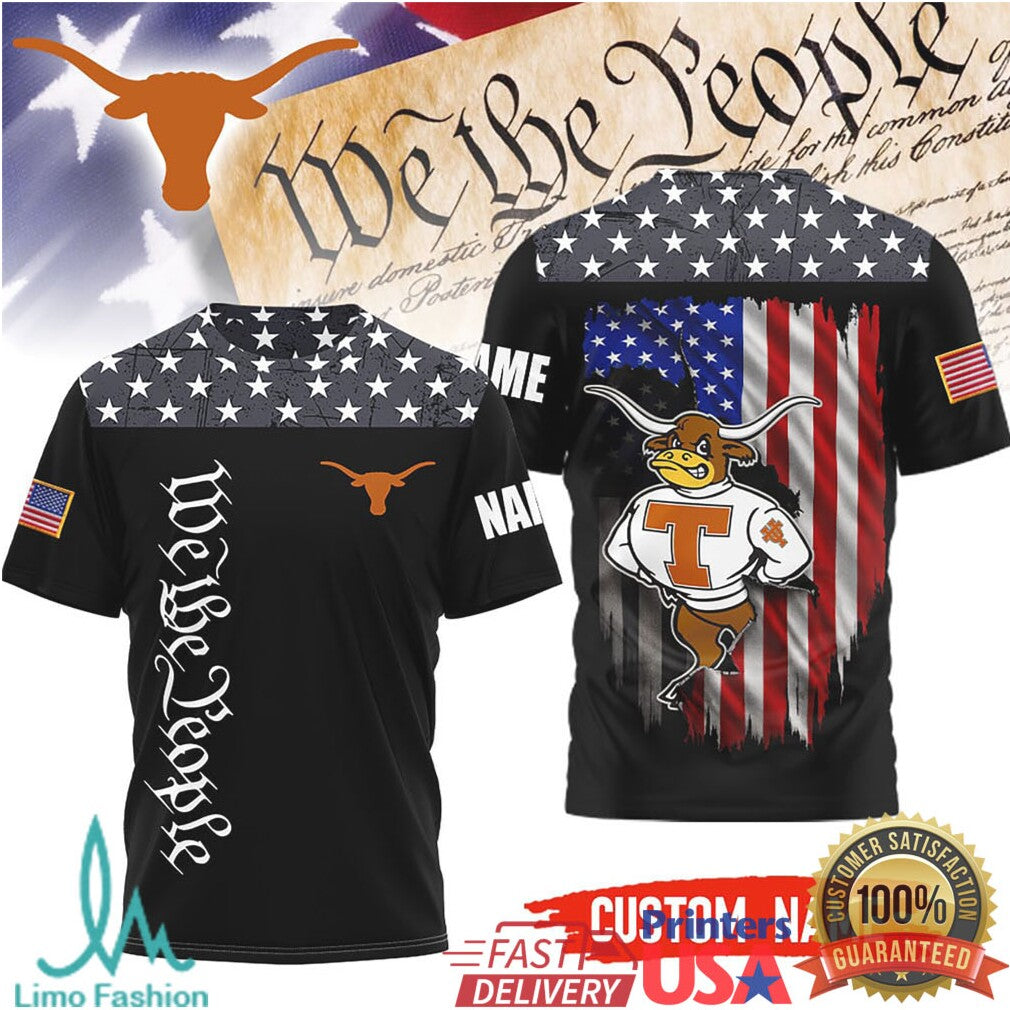 Custom Name Texas Longhorns Bevo Mascot We The People Patriotic T Shirt - Limotees LLC